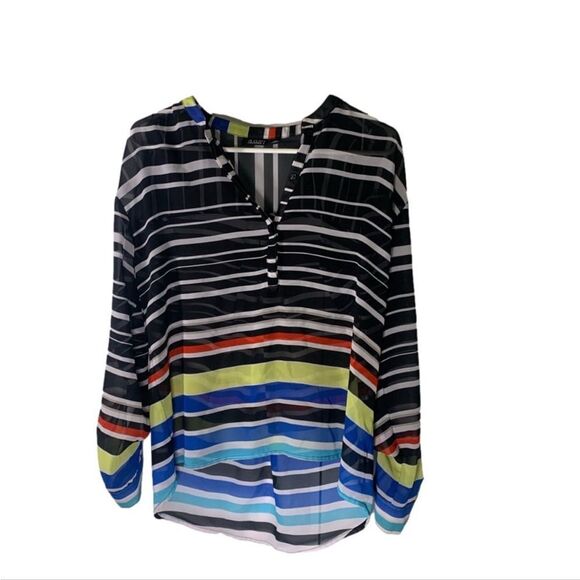 A.n.a. Petite‎ Medium Multicolor Stripe Blouse - Picture 1 of 5